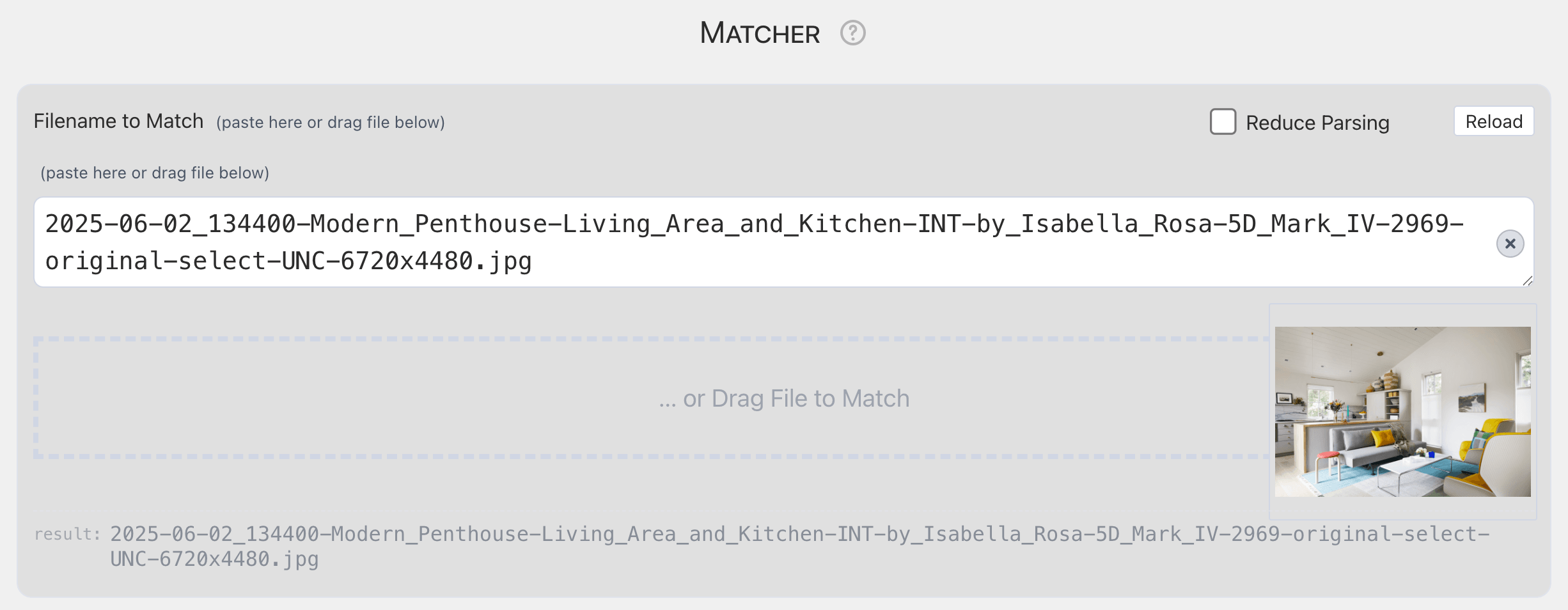 The Matcher Panel